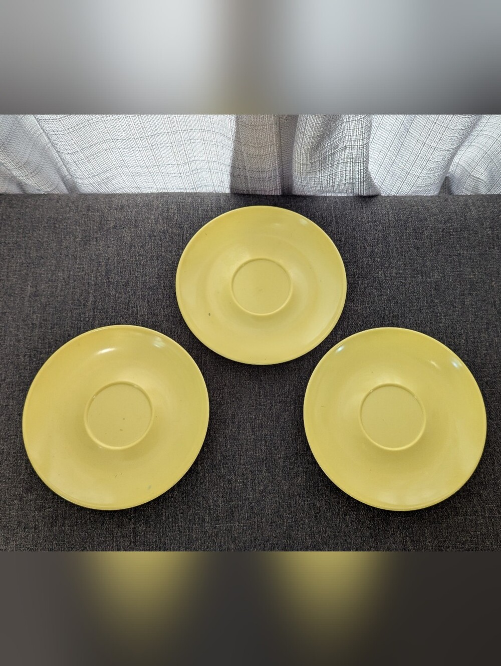 Vintage Stetson Melmac Dessert Plates/ Tea Saucers Yellow Set Of Three Melamine